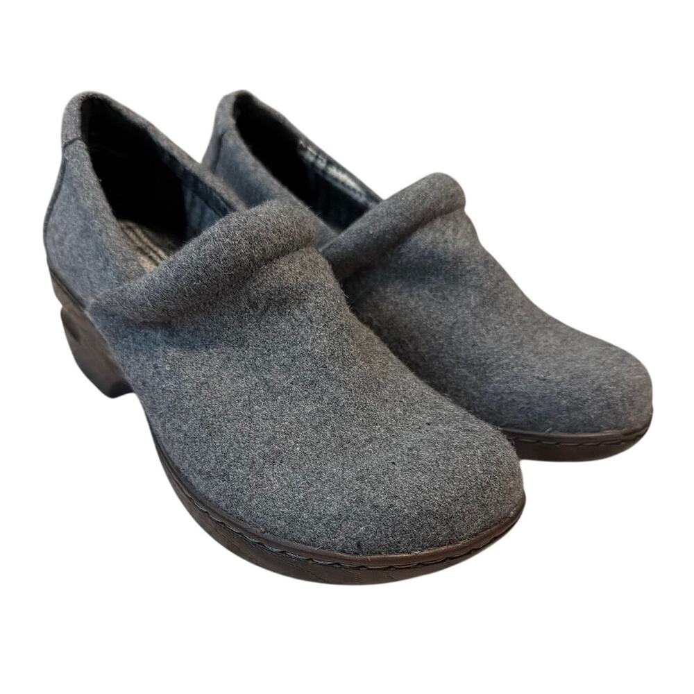 b.o.c. Born Concept Peggy Clogs Gray Wool Felt Slip On Shoes Size 9.5 M